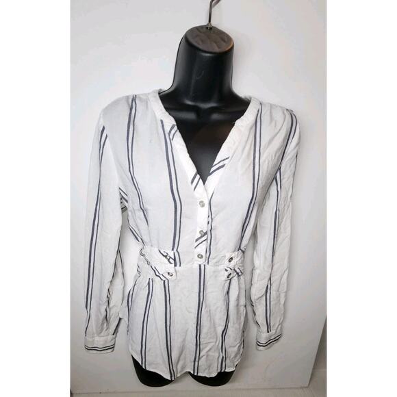 Women's Small High Vibrations casual-chic Stripe Mini Shirt Dress By Soho - Picture 6 of 16